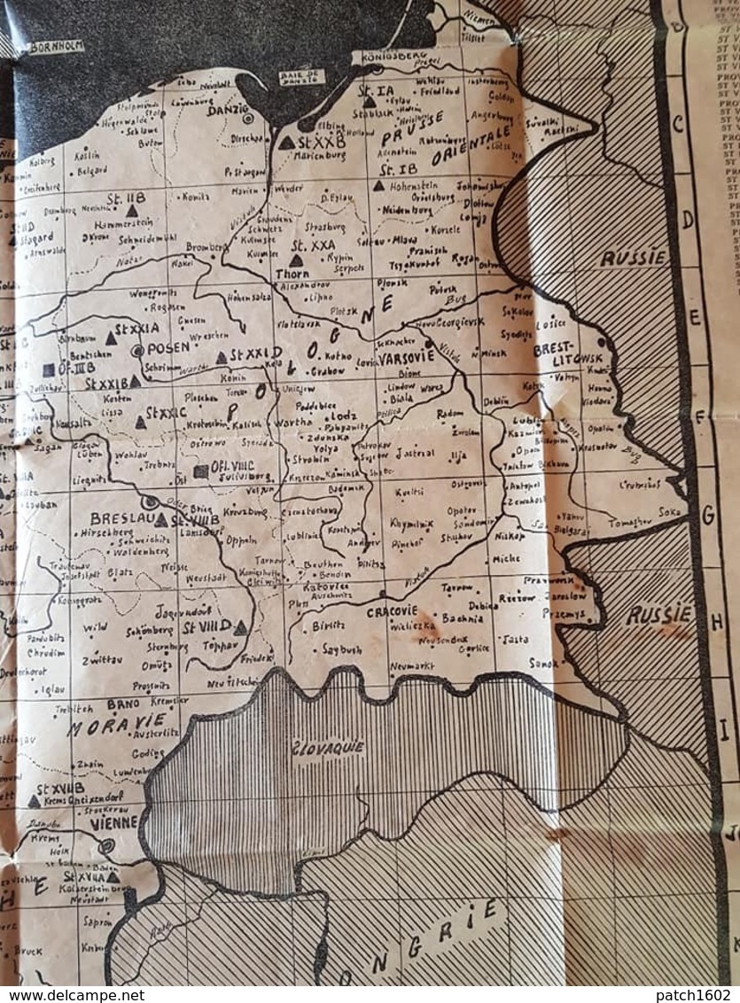 Carte D'allemagne Et Les Camps De Prisonniers  55cm/72 Cm - Documents