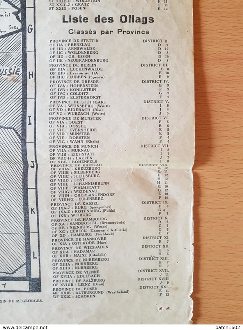 Carte d'allemagne et les camps de prisonniers  55cm/72 cm