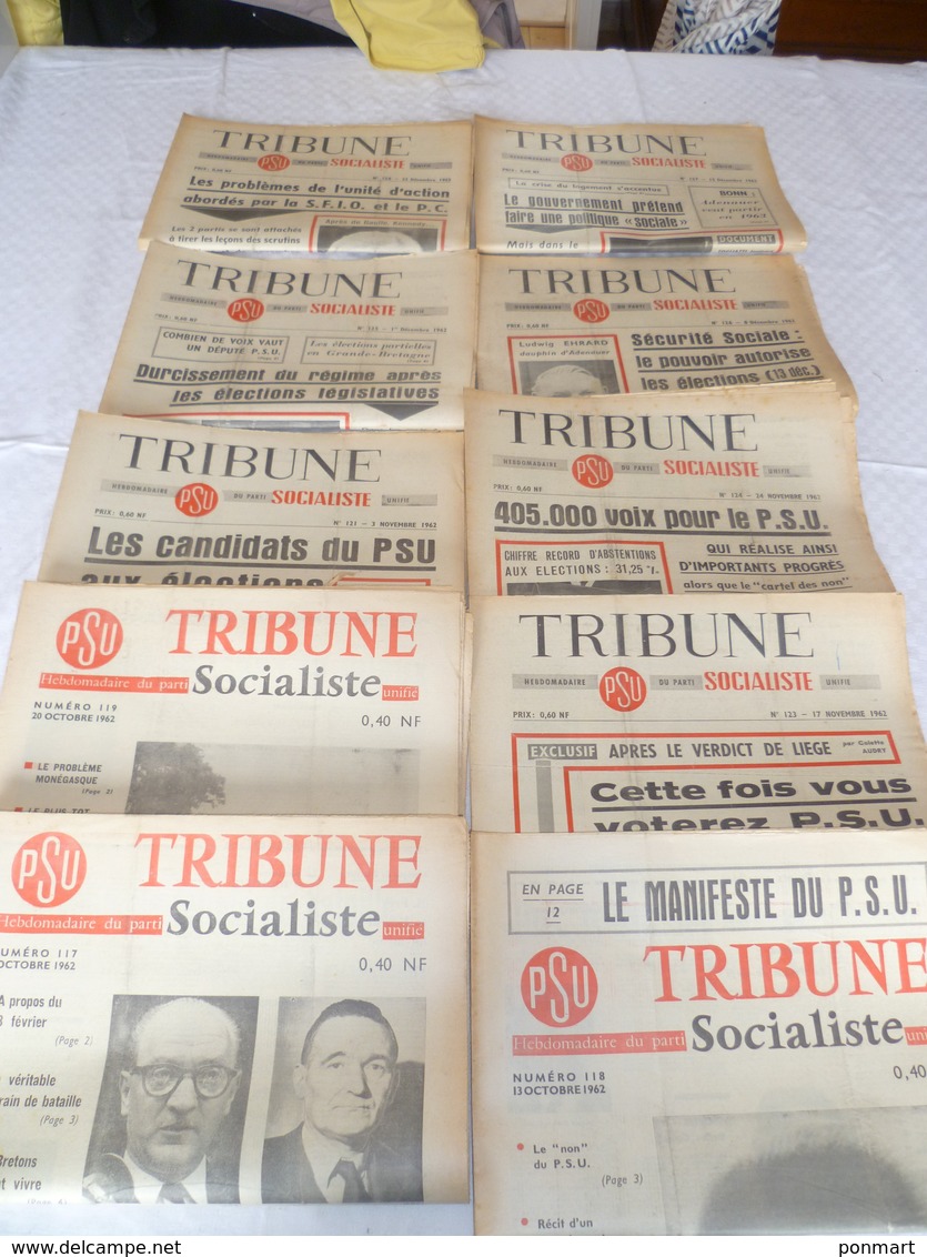 Lot 10 Journaux "tribune " Socialiste Année  62 - Bücherpakete