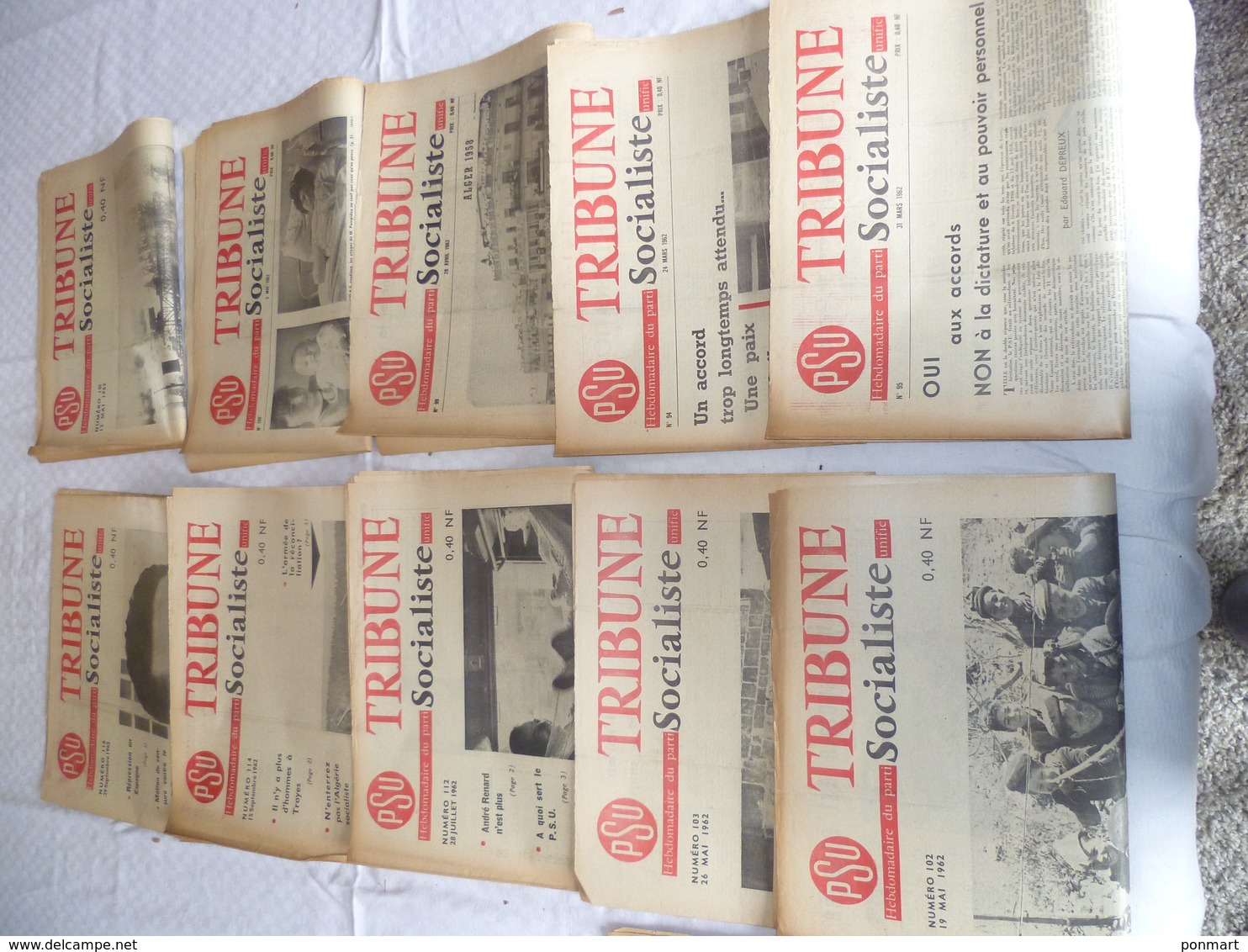 Lot 10 Journaux "tribune " Socialiste Année  62 - Wholesale, Bulk Lots