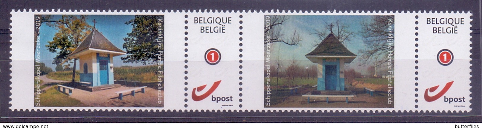 België - 2019 - OBP - Duostamps ** Schipperskapel Moerzeke - Voor En Achterzijde   ** - Nuovi