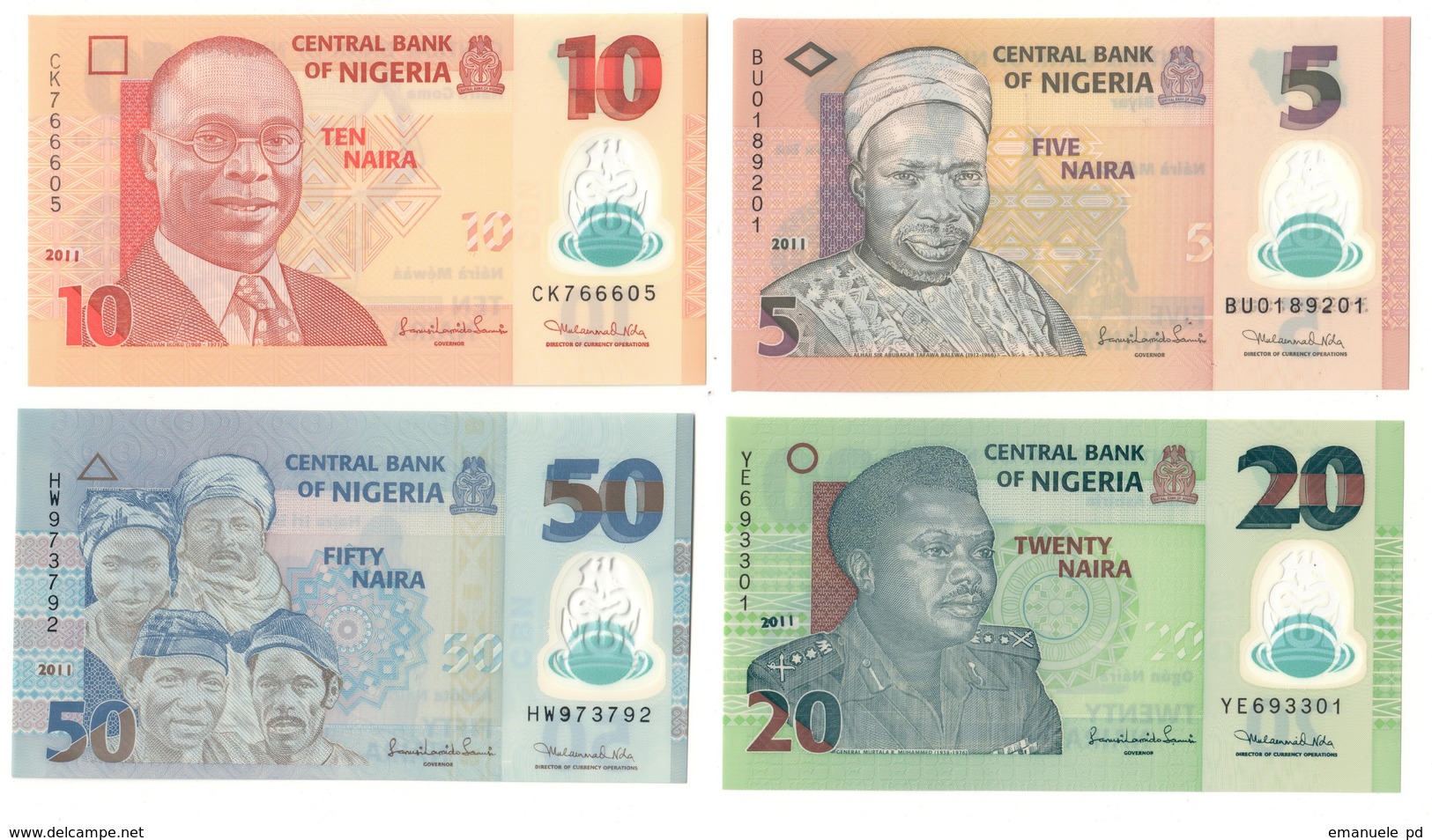 Nigeria UNC Lot Set 5 - 10 - 20 - 50 Naira 2011 .PL. - Nigeria