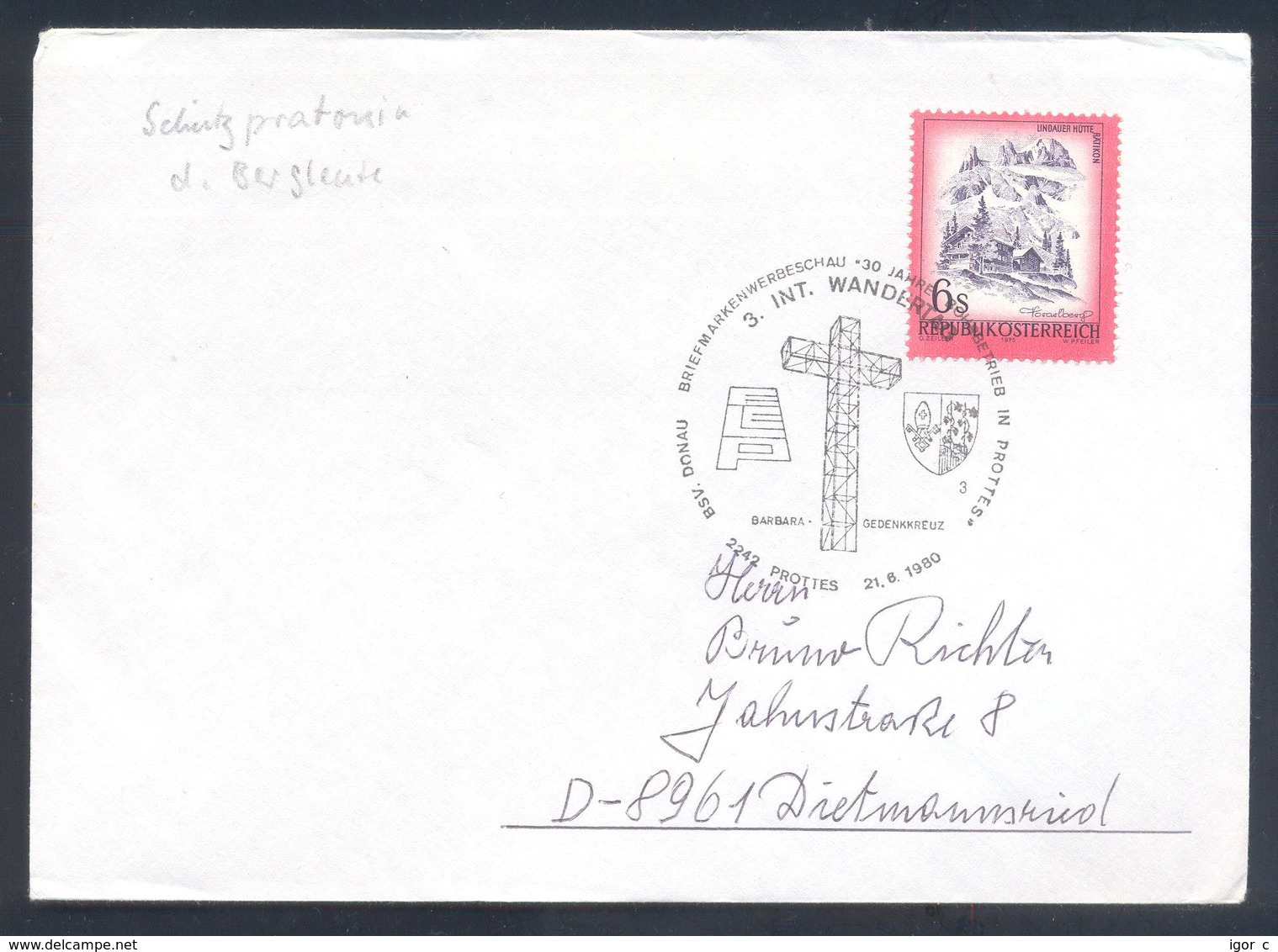 Austria 1980 Cover: Minerals Mineralien Mineraux; Limestone Rätikon; Religion - Barbara Memorial Cross - Mineralien