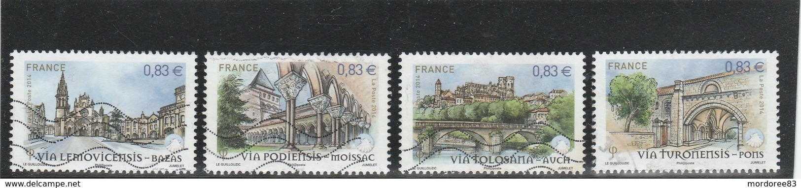 FRANCE 2014 ISSU DU BLOC LES CHEMINS DE ST JACQUES DE COMPOSTELLE OBLITERE 4838 A 4841 - - 2010-.. Matasellados