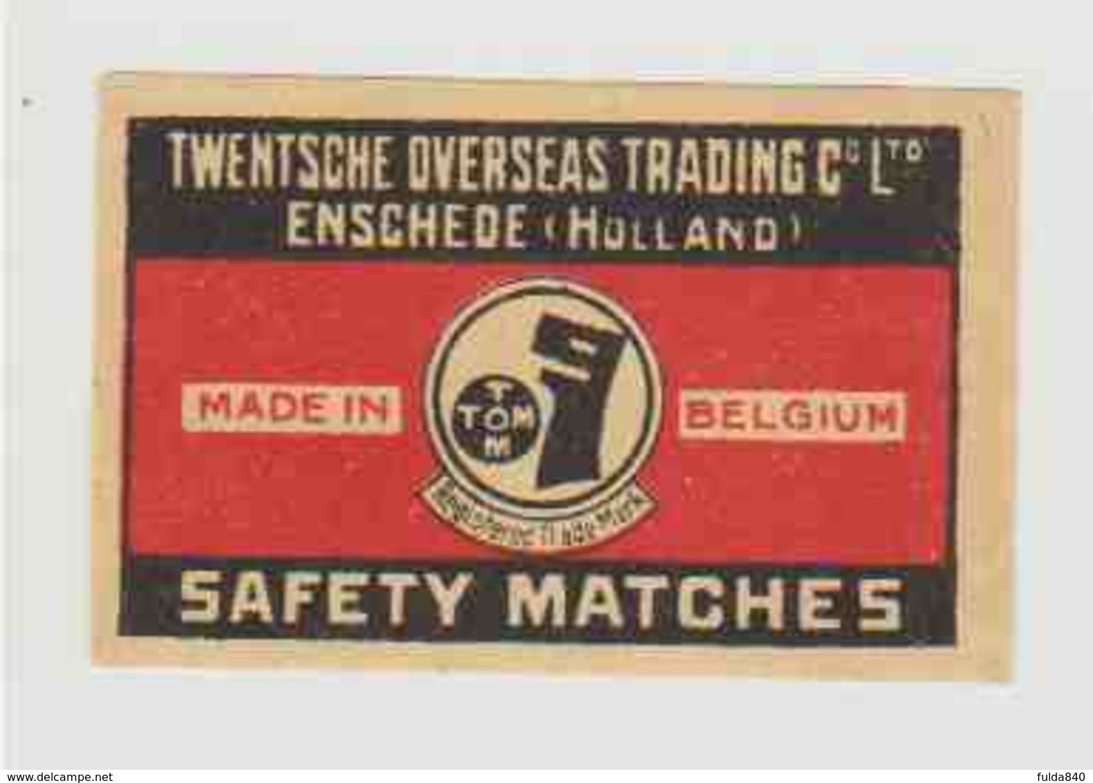 *SAFETY MATCHES - TWENTSCHE OVERSEAS TRADING Co Ltd* ." étiquette Boite D'Allumette / Label Matchboxe"  (Hollande) - Boites D'allumettes - Etiquettes