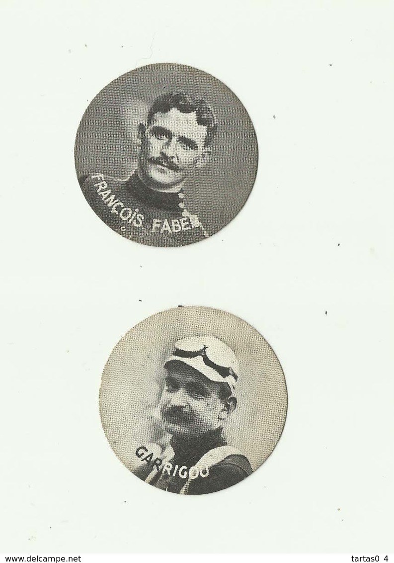 CYCLISME - 2 Vignettes Ronde Rare  5,4 Cm Cyclistes Francois FABER Et GARIGOU Bon état - Cycling