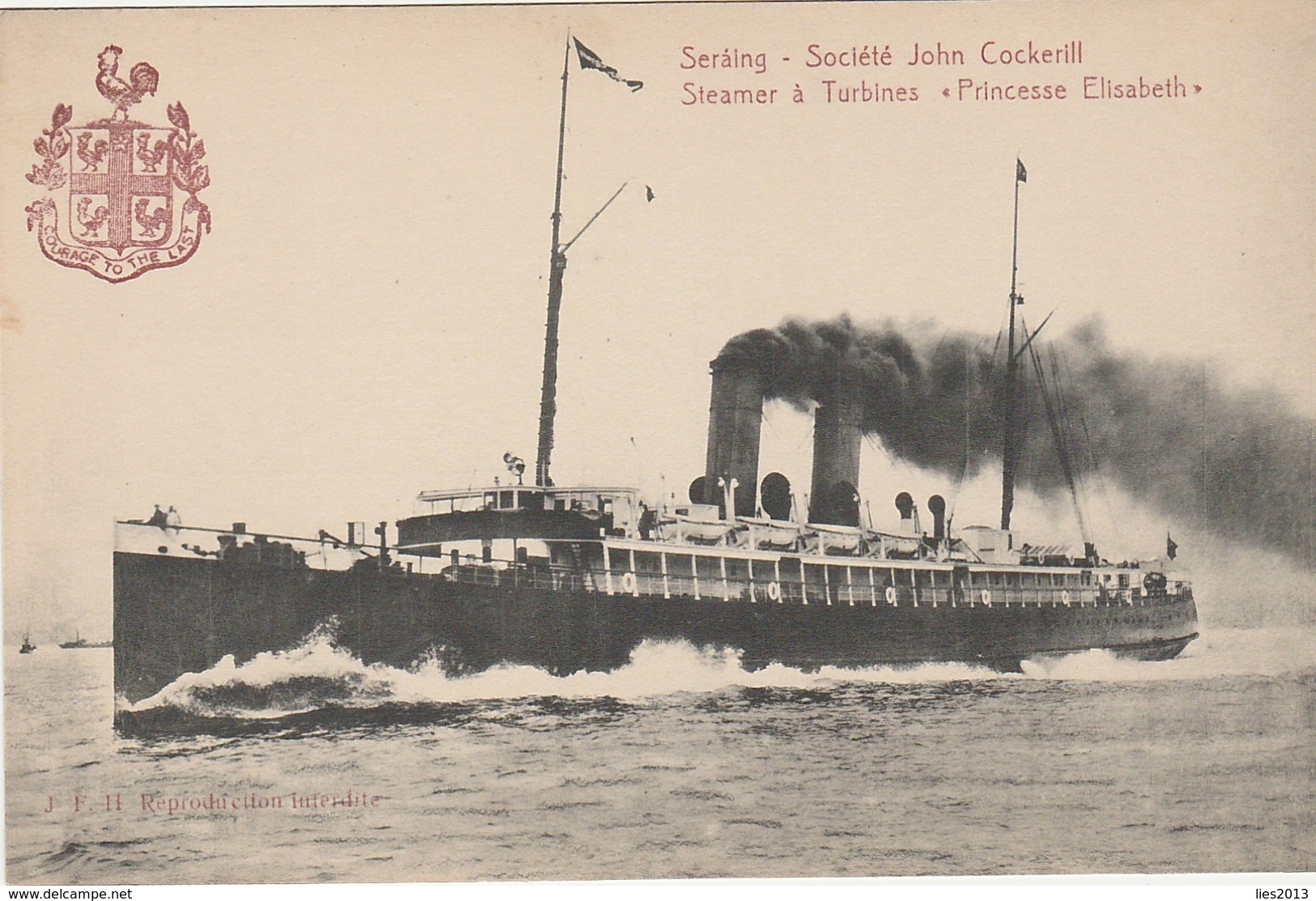 Seraing, Société John Cocquerill, Steamer "Princesse Elisabeth", 2 Scans - Seraing