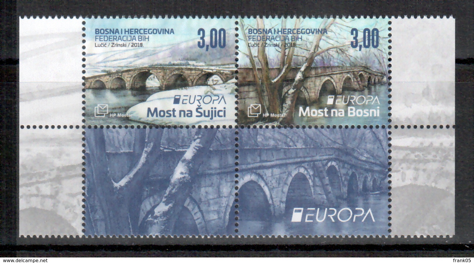 Bosnien-Herzegowina (kroatisch) / Bosnia (croatian) / Bosnie-Herzégovine Mostar Paar Mit Zierfeld/pair 2018 EUROPA ** - 2018