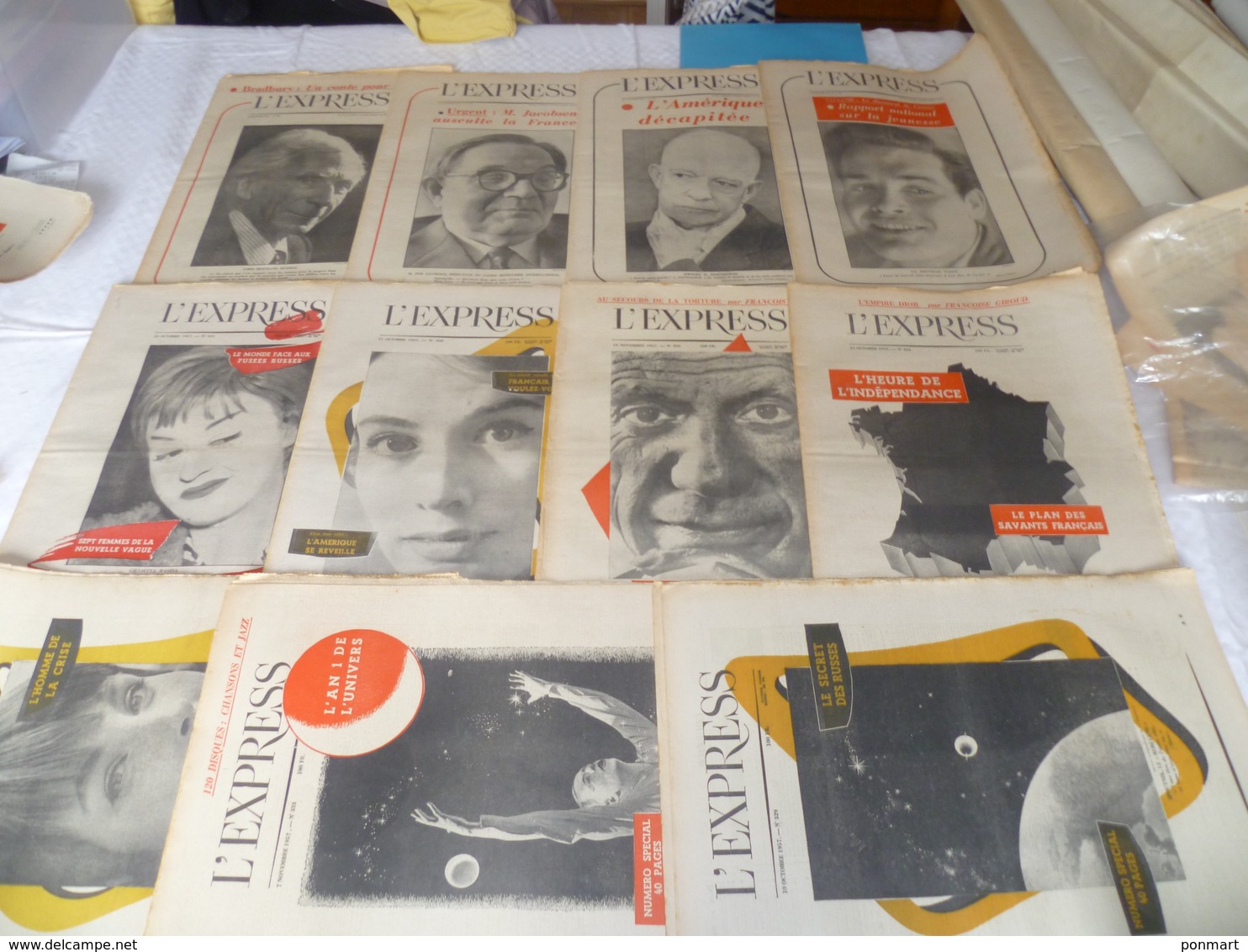 Lot  12 Journaux "l'express" Année 1957 - Lots De Plusieurs Livres