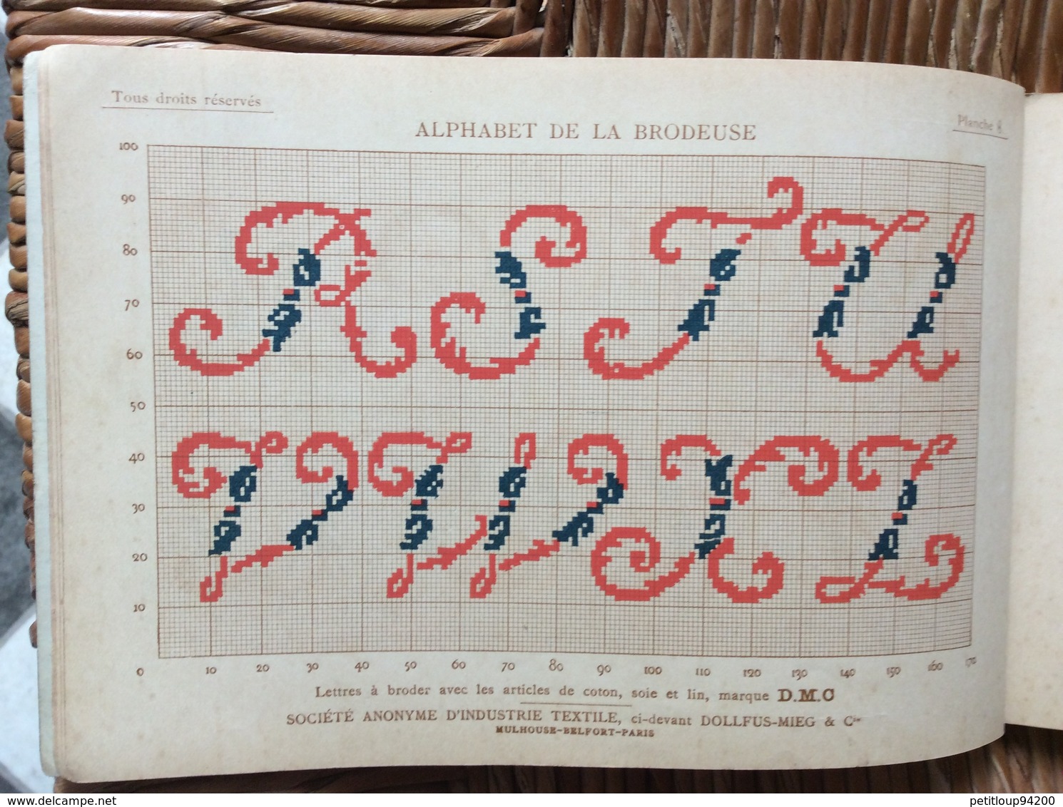 ALPHABET DE LA BRODEUSE Lettres,Chjffres,Monogrammes et Ornements BIBLIOTHÈQUE D.M.C  TH. de Dillmont ÉDITEUR  Dornach