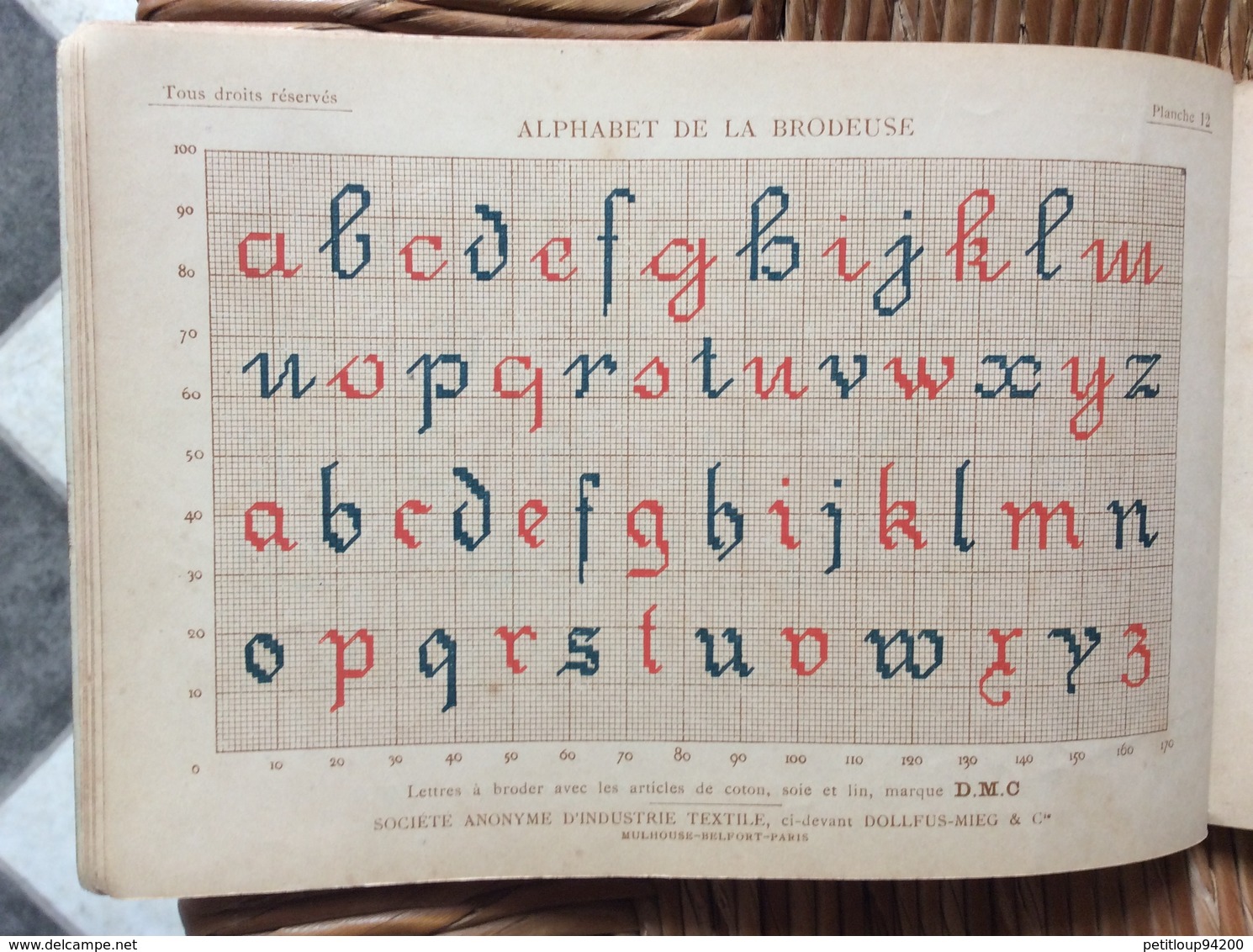 ALPHABET DE LA BRODEUSE Lettres,Chjffres,Monogrammes et Ornements BIBLIOTHÈQUE D.M.C  TH. de Dillmont ÉDITEUR  Dornach