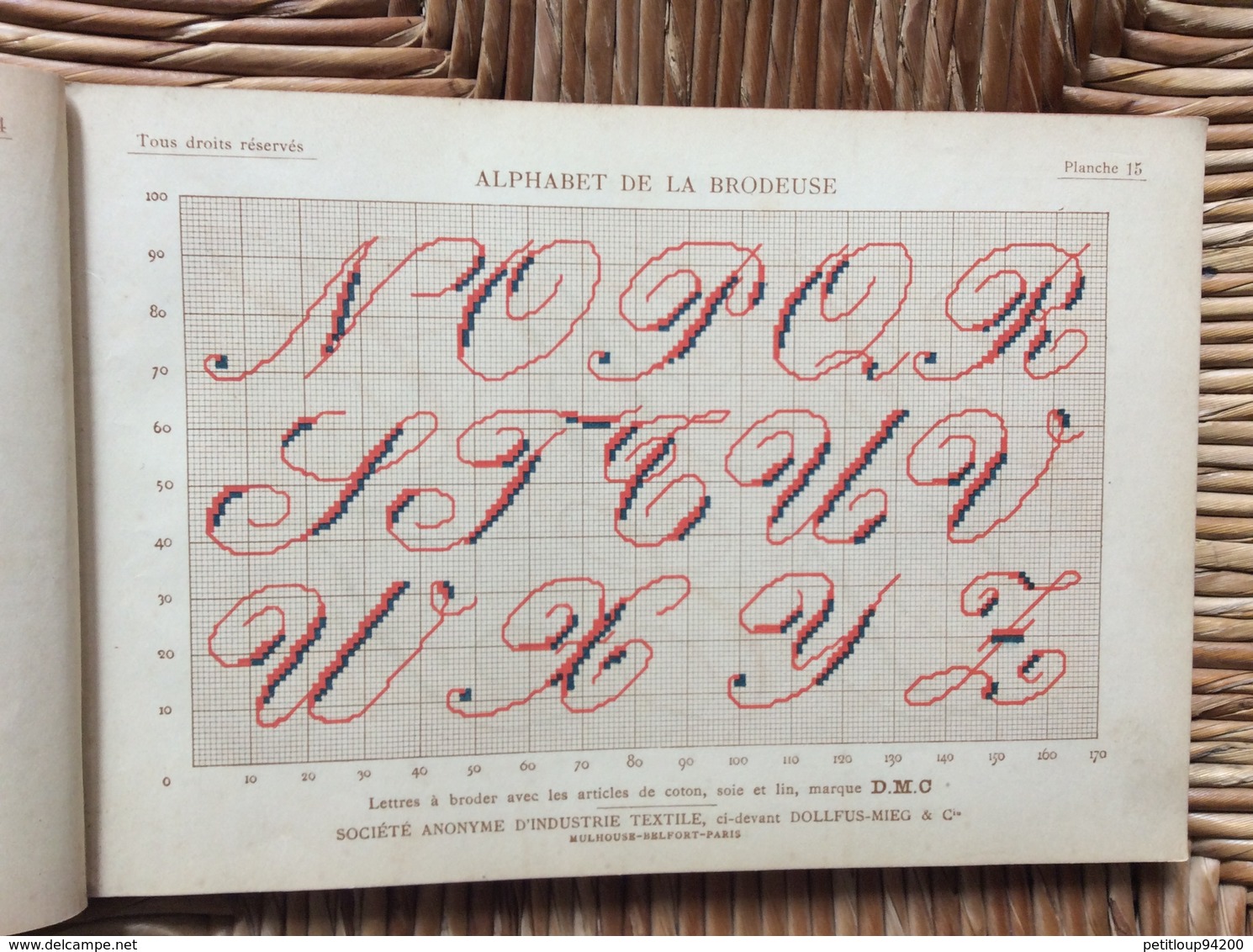 ALPHABET DE LA BRODEUSE Lettres,Chjffres,Monogrammes et Ornements BIBLIOTHÈQUE D.M.C  TH. de Dillmont ÉDITEUR  Dornach