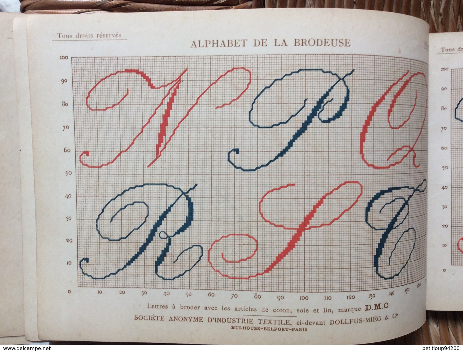 ALPHABET DE LA BRODEUSE Lettres,Chjffres,Monogrammes et Ornements BIBLIOTHÈQUE D.M.C  TH. de Dillmont ÉDITEUR  Dornach