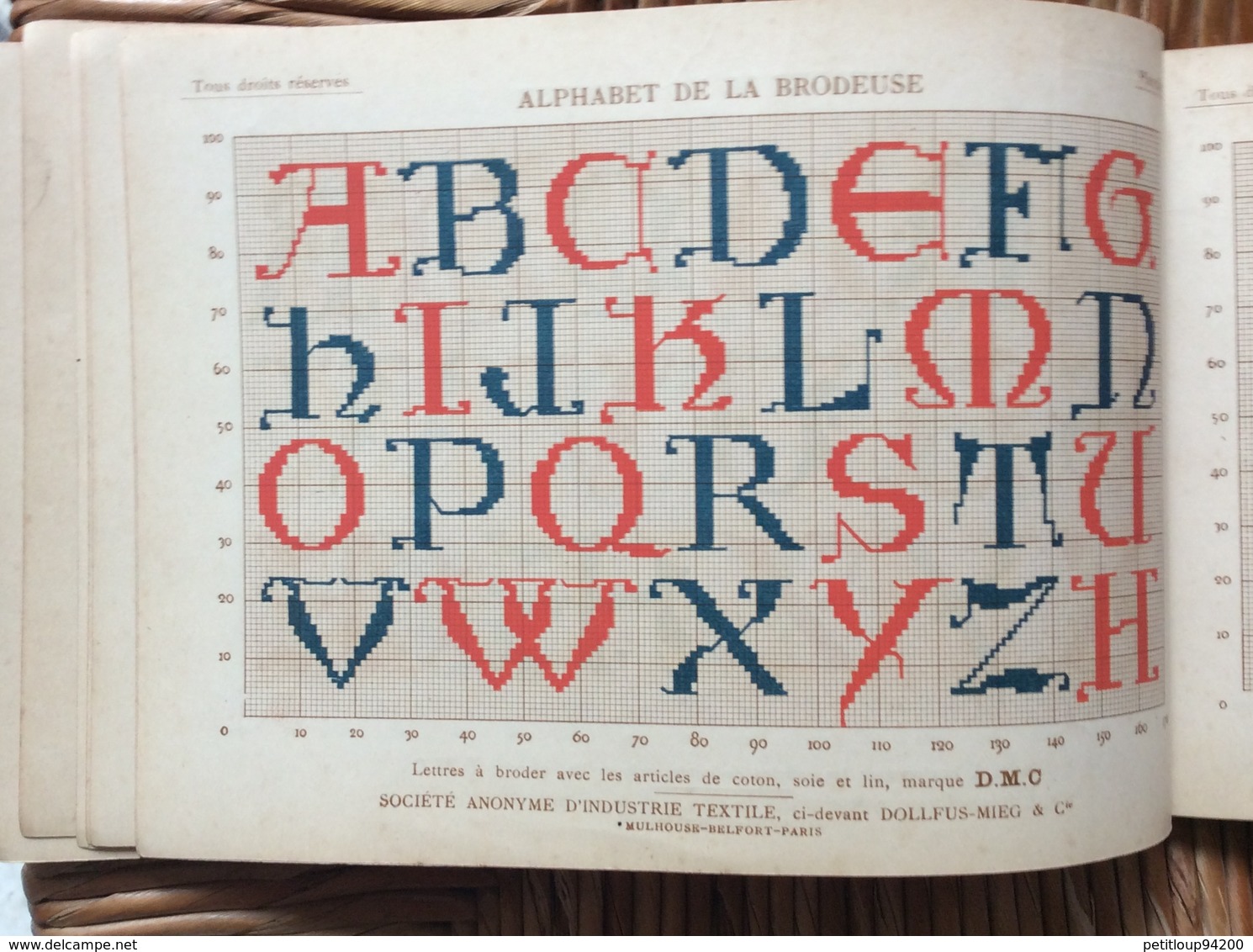 ALPHABET DE LA BRODEUSE Lettres,Chjffres,Monogrammes et Ornements BIBLIOTHÈQUE D.M.C  TH. de Dillmont ÉDITEUR  Dornach