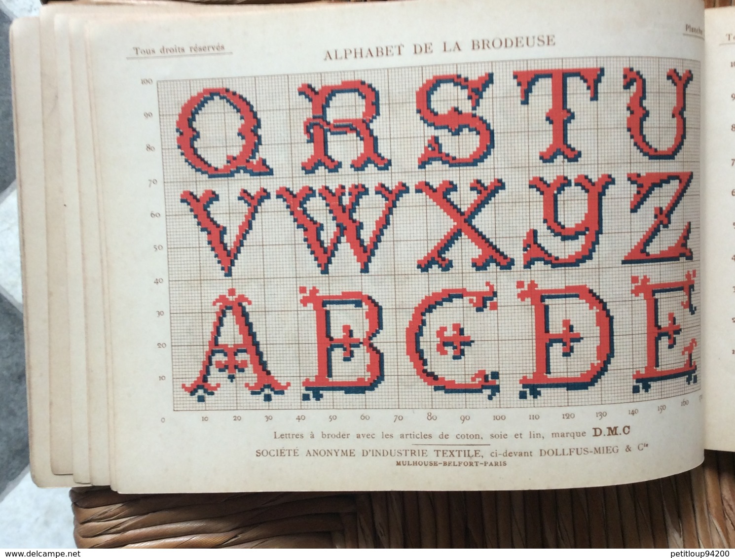 ALPHABET DE LA BRODEUSE Lettres,Chjffres,Monogrammes et Ornements BIBLIOTHÈQUE D.M.C  TH. de Dillmont ÉDITEUR  Dornach