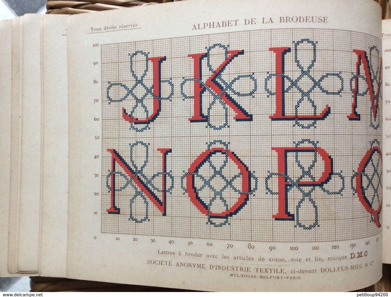 ALPHABET DE LA BRODEUSE Lettres,Chjffres,Monogrammes et Ornements BIBLIOTHÈQUE D.M.C  TH. de Dillmont ÉDITEUR  Dornach