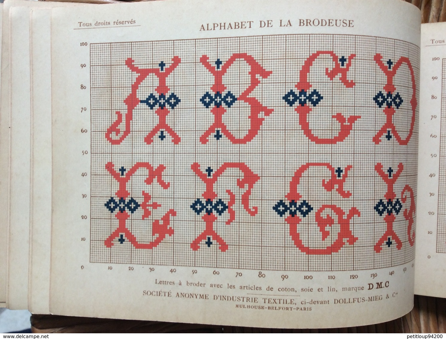 ALPHABET DE LA BRODEUSE Lettres,Chjffres,Monogrammes et Ornements BIBLIOTHÈQUE D.M.C  TH. de Dillmont ÉDITEUR  Dornach