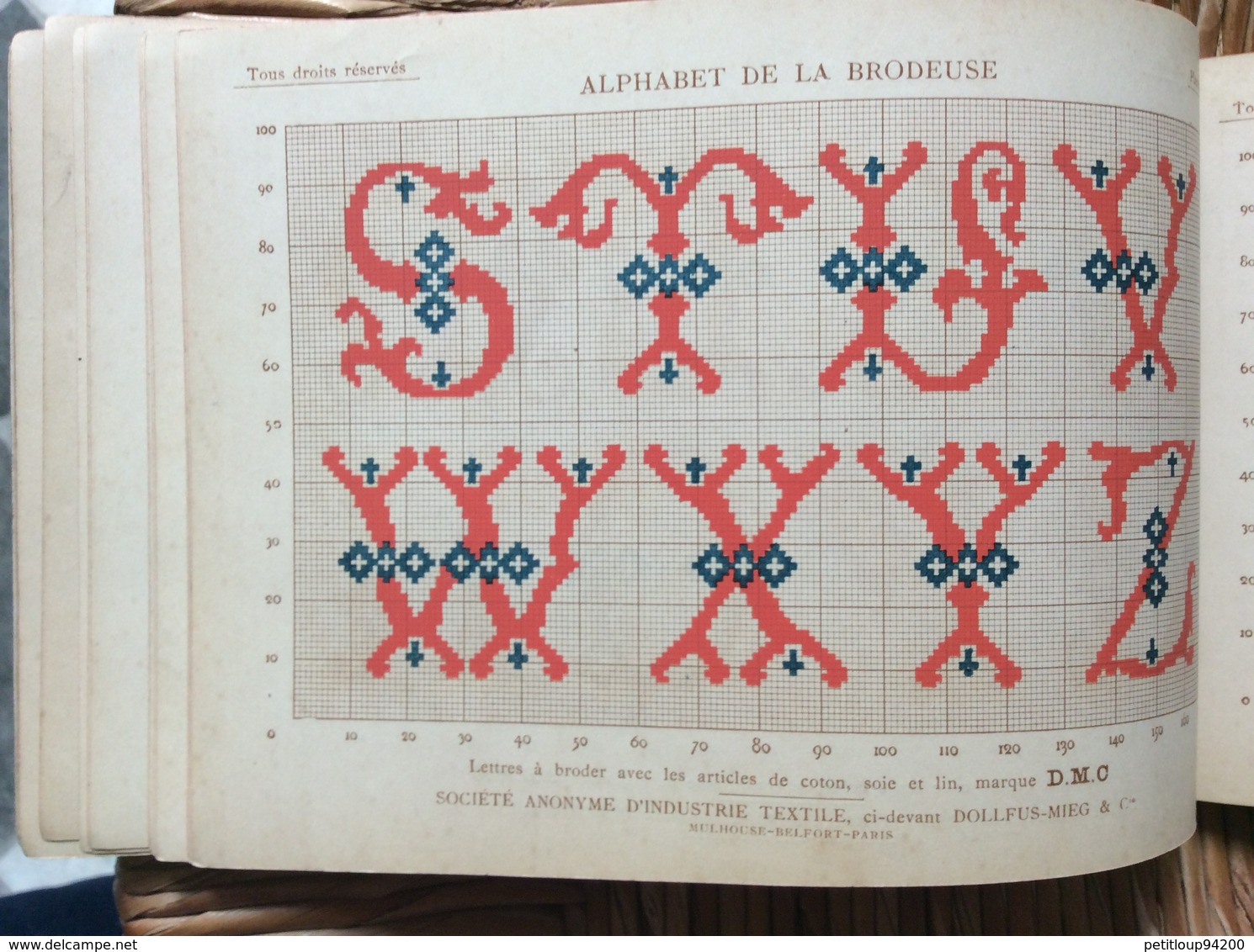 ALPHABET DE LA BRODEUSE Lettres,Chjffres,Monogrammes et Ornements BIBLIOTHÈQUE D.M.C  TH. de Dillmont ÉDITEUR  Dornach