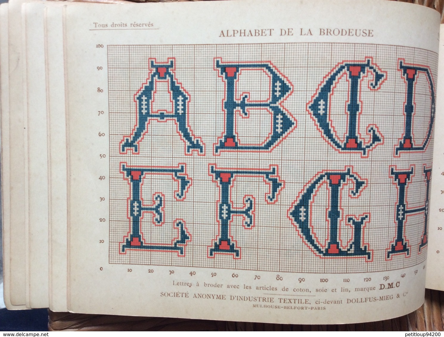 ALPHABET DE LA BRODEUSE Lettres,Chjffres,Monogrammes et Ornements BIBLIOTHÈQUE D.M.C  TH. de Dillmont ÉDITEUR  Dornach