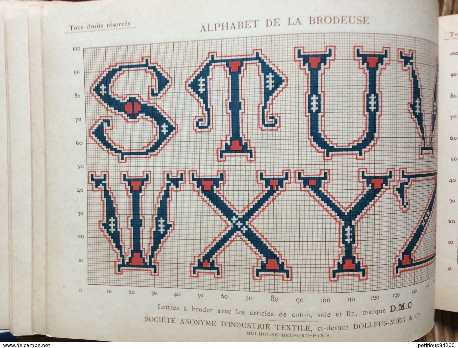 ALPHABET DE LA BRODEUSE Lettres,Chjffres,Monogrammes et Ornements BIBLIOTHÈQUE D.M.C  TH. de Dillmont ÉDITEUR  Dornach