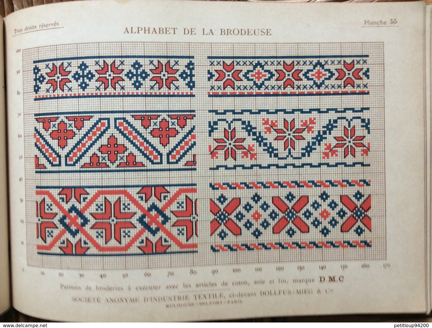 ALPHABET DE LA BRODEUSE Lettres,Chjffres,Monogrammes et Ornements BIBLIOTHÈQUE D.M.C  TH. de Dillmont ÉDITEUR  Dornach