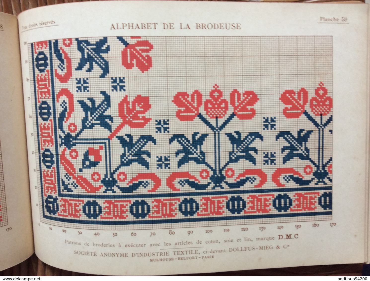 ALPHABET DE LA BRODEUSE Lettres,Chjffres,Monogrammes et Ornements BIBLIOTHÈQUE D.M.C  TH. de Dillmont ÉDITEUR  Dornach