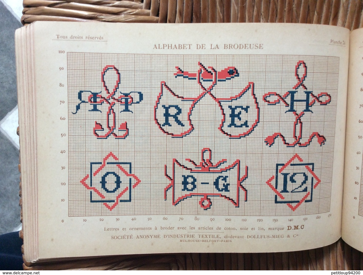 ALPHABET DE LA BRODEUSE Lettres,Chjffres,Monogrammes et Ornements BIBLIOTHÈQUE D.M.C  TH. de Dillmont ÉDITEUR  Dornach