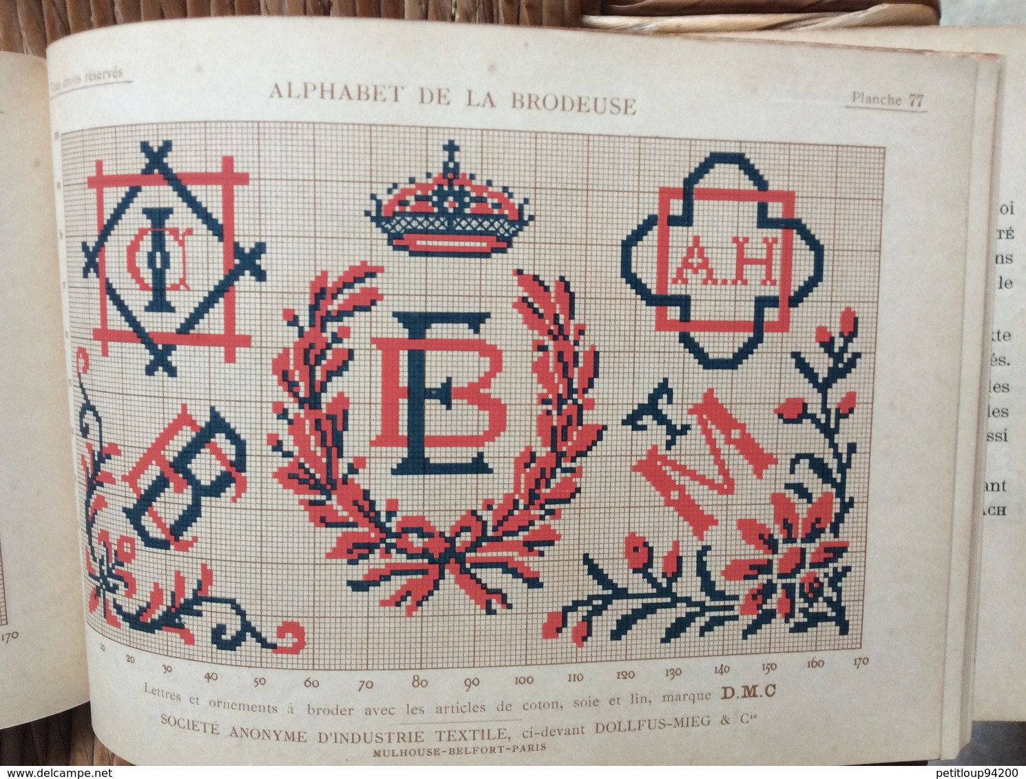 ALPHABET DE LA BRODEUSE Lettres,Chjffres,Monogrammes et Ornements BIBLIOTHÈQUE D.M.C  TH. de Dillmont ÉDITEUR  Dornach