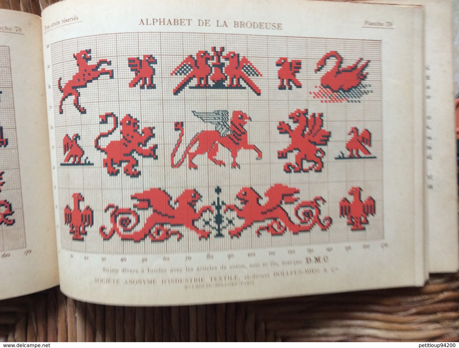 ALPHABET DE LA BRODEUSE Lettres,Chjffres,Monogrammes et Ornements BIBLIOTHÈQUE D.M.C  TH. de Dillmont ÉDITEUR  Dornach