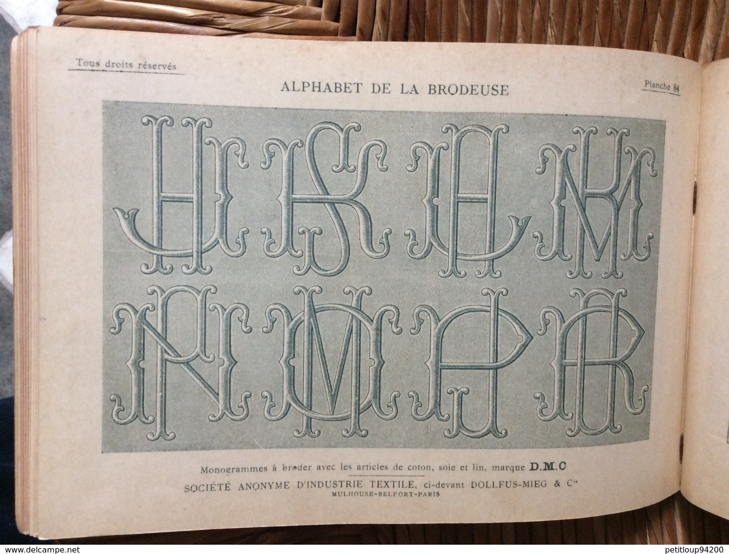 ALPHABET DE LA BRODEUSE Lettres,Chjffres,Monogrammes et Ornements BIBLIOTHÈQUE D.M.C  TH. de Dillmont ÉDITEUR  Dornach