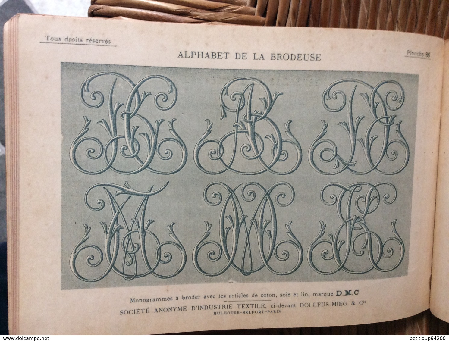 ALPHABET DE LA BRODEUSE Lettres,Chjffres,Monogrammes et Ornements BIBLIOTHÈQUE D.M.C  TH. de Dillmont ÉDITEUR  Dornach