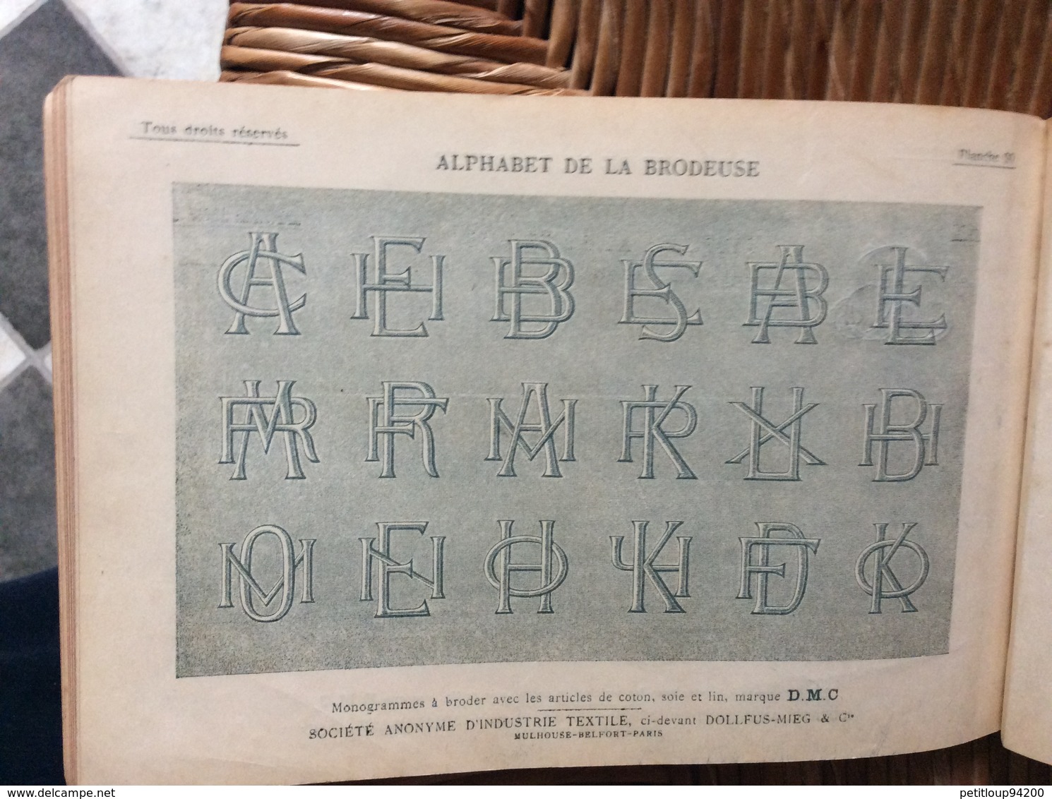 ALPHABET DE LA BRODEUSE Lettres,Chjffres,Monogrammes et Ornements BIBLIOTHÈQUE D.M.C  TH. de Dillmont ÉDITEUR  Dornach