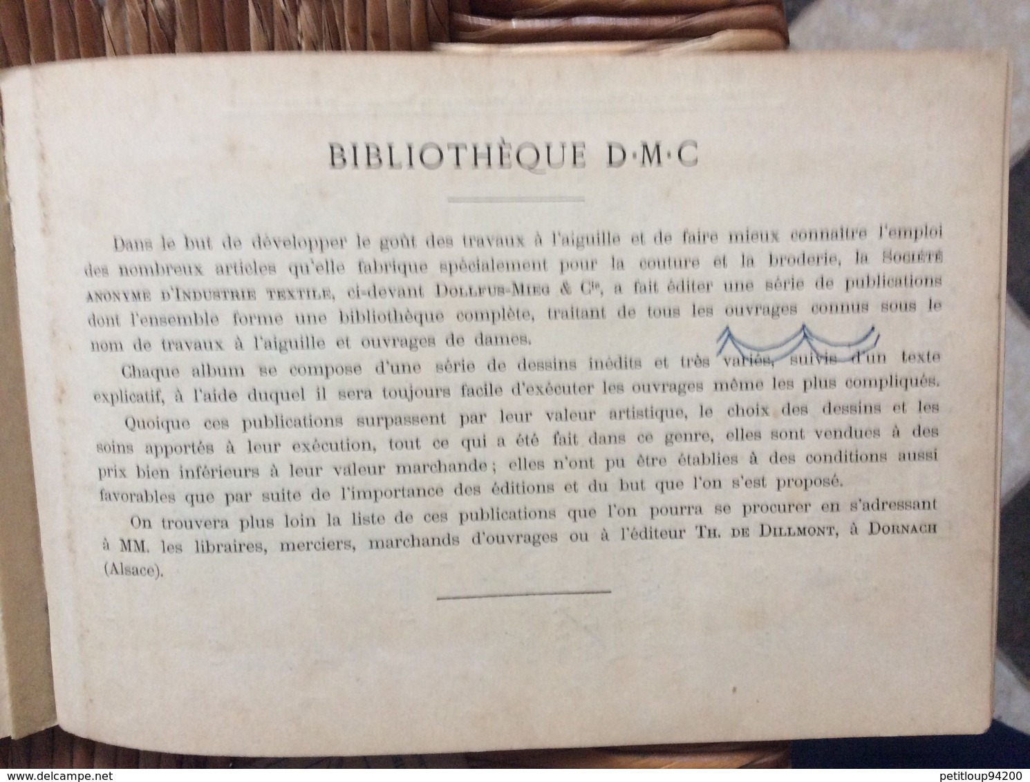 ALPHABET DE LA BRODEUSE Lettres,Chjffres,Monogrammes et Ornements BIBLIOTHÈQUE D.M.C  TH. de Dillmont ÉDITEUR  Dornach