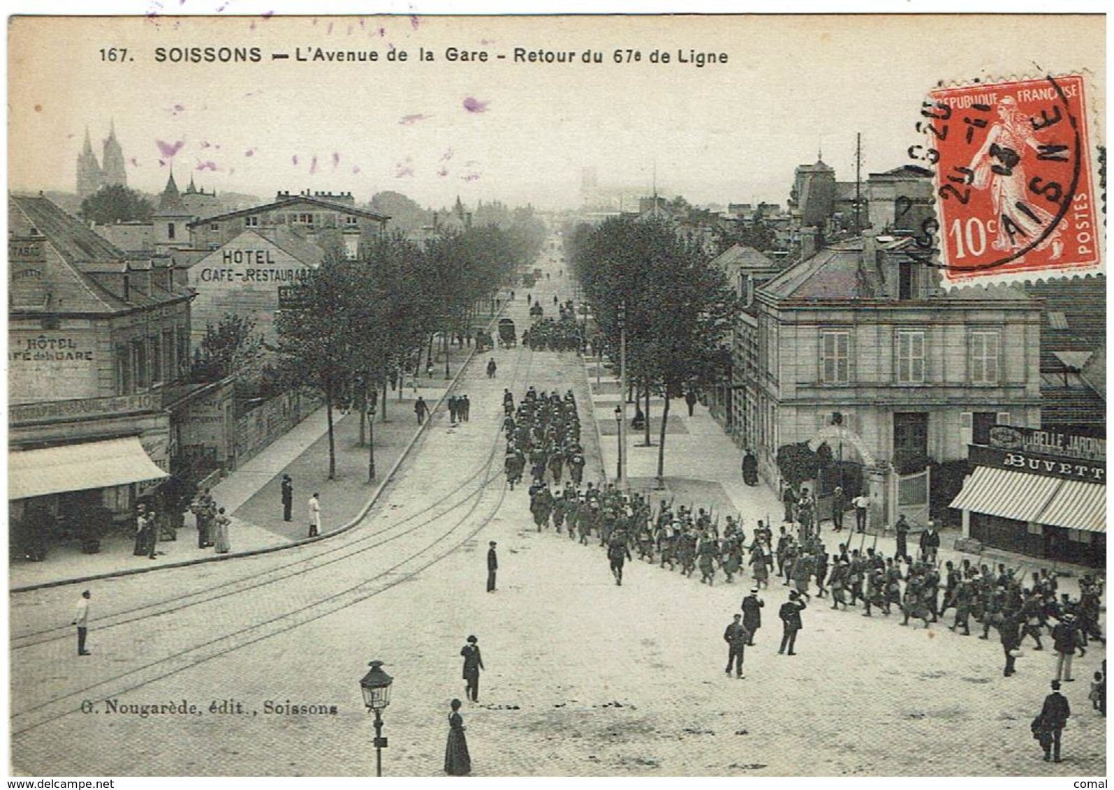 CPA - 02 - SOISSONS - Avenue De La Gare - Retour Du 67ème De Ligne - - Soissons
