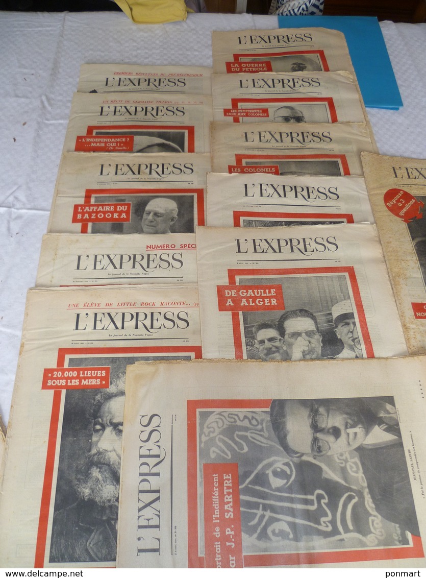 Lot  24 Journaux "l'express" Année 1958 - Lots De Plusieurs Livres