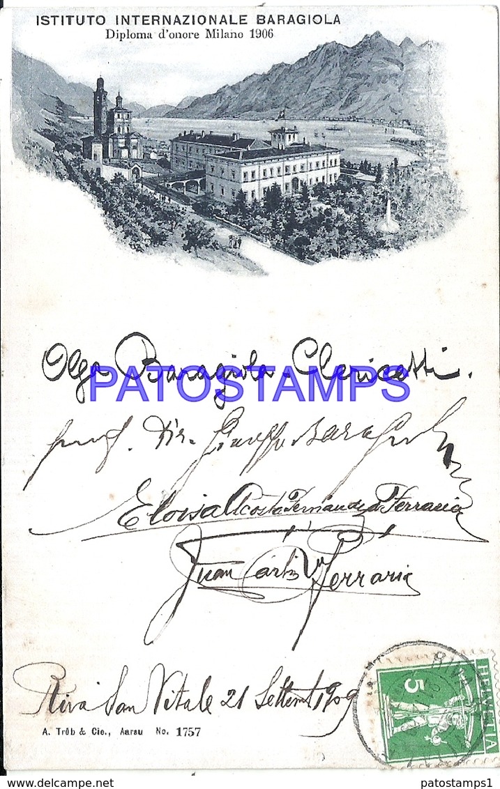 111208 SWITZERLAND RIVA S. VITALE CT TICINO BARAGIOLA INTERNATIONAL INSTITUTE POSTAL POSTCARD - Other & Unclassified