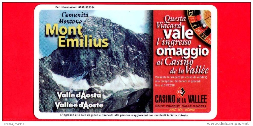 VIACARD - Valle D'Aosta - Casinò De La Vallée - Mont Emilius - Tessera N. 283 - 20.000 - Pub - Andere & Zonder Classificatie