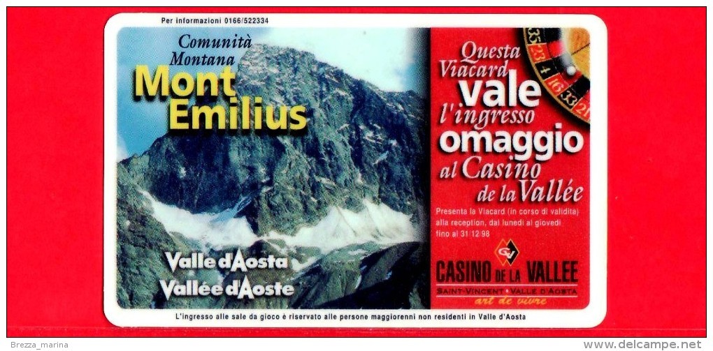 VIACARD - Valle D'Aosta - Casinò De La Vallée - Mont Emilius - Tessera N. 284 - 50.000 - Pik - Andere & Zonder Classificatie