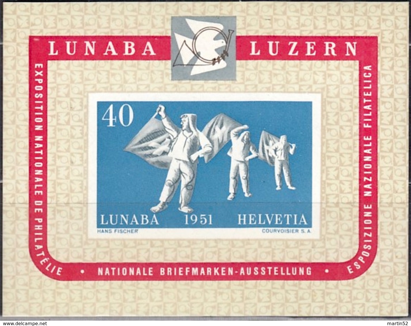 Schweiz Suisse 1951: LUNABA Zu WIII32 Mi 560 = Block 14 Yv BF 14 * TB / MLH (Zumstein CHF 200.00 Für Ausschnitt WIII31) - Ungebraucht