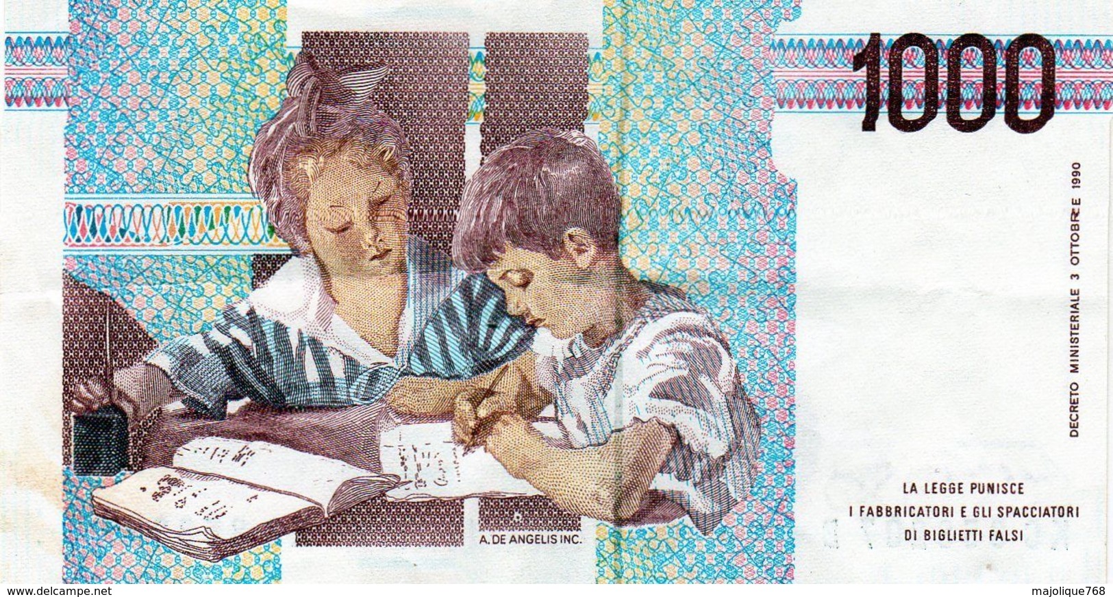 Billet De L’Italie De 1000 Lire Le 3 Octobre 1990 En S U P-signature Ciampi Et Speziali - - 1000 Lire