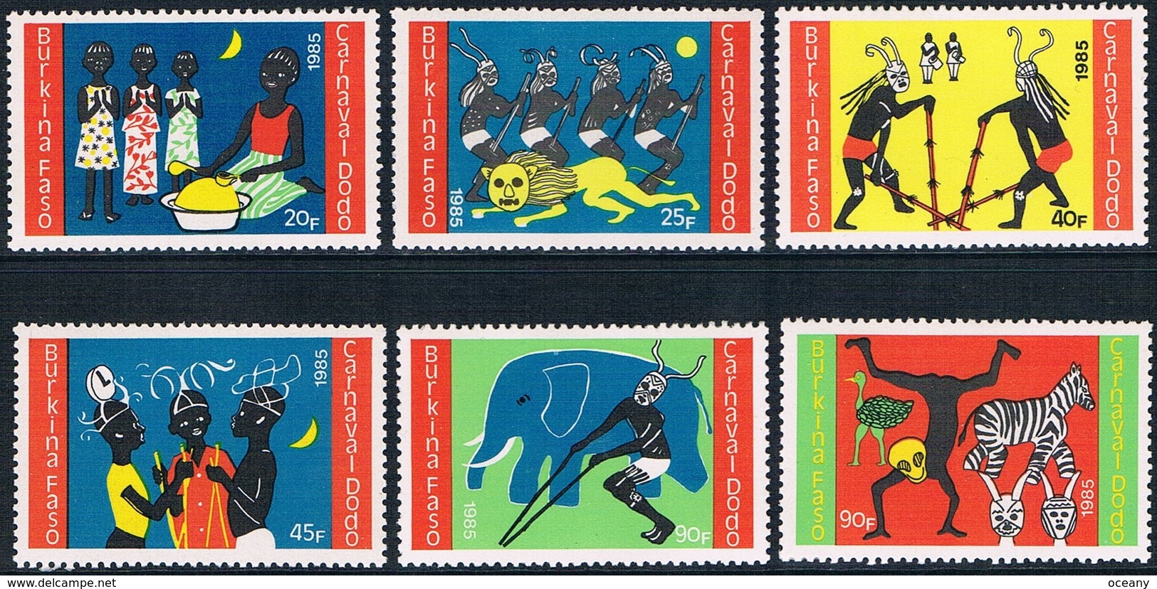 Burkina Faso - Carnaval Dodo 670/675 (année 1985) ** - Burkina Faso (1984-...)