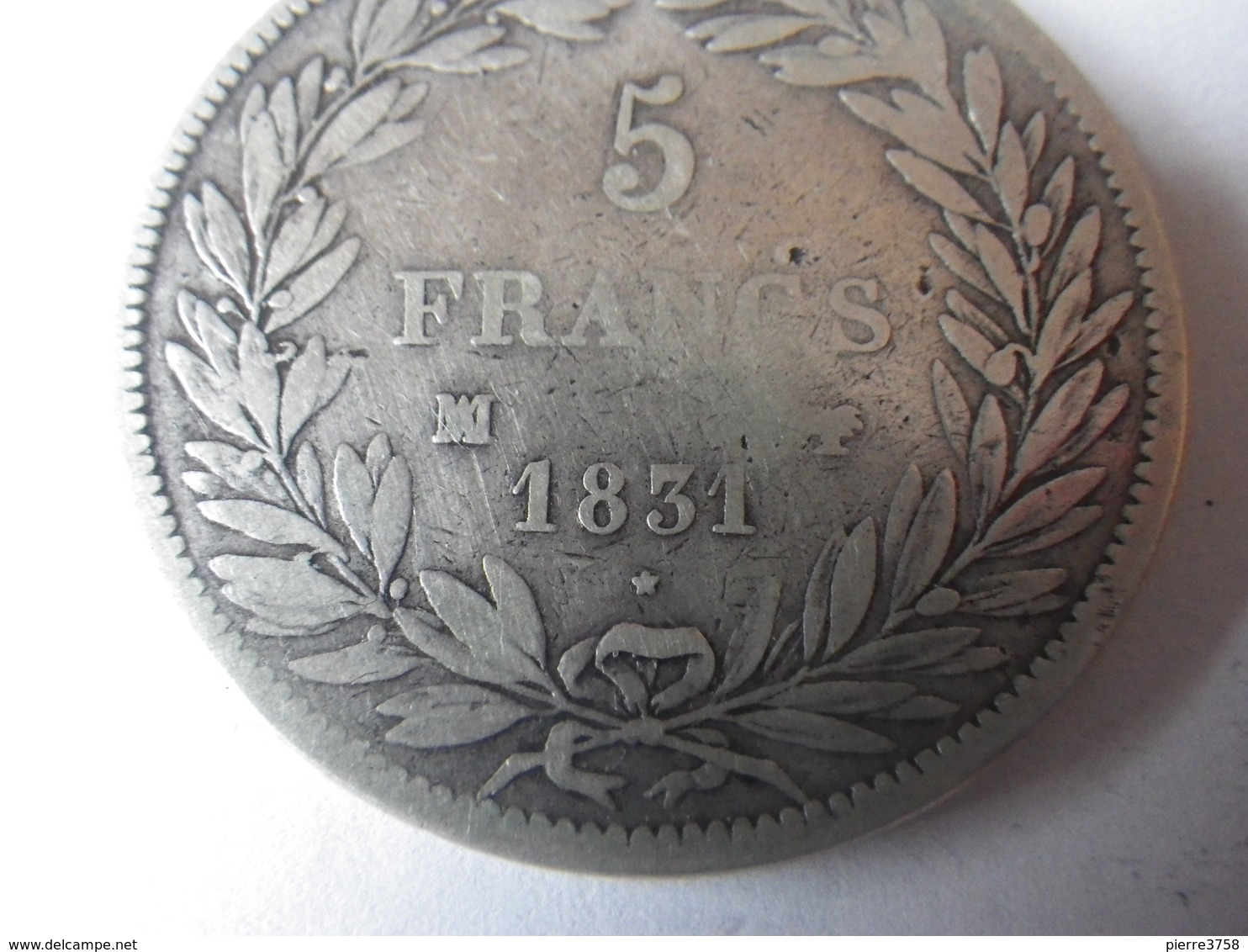 5 Francs Louis Philippe 1831 MA (petit Palmier) Tranche En Creux - Autres & Non Classés