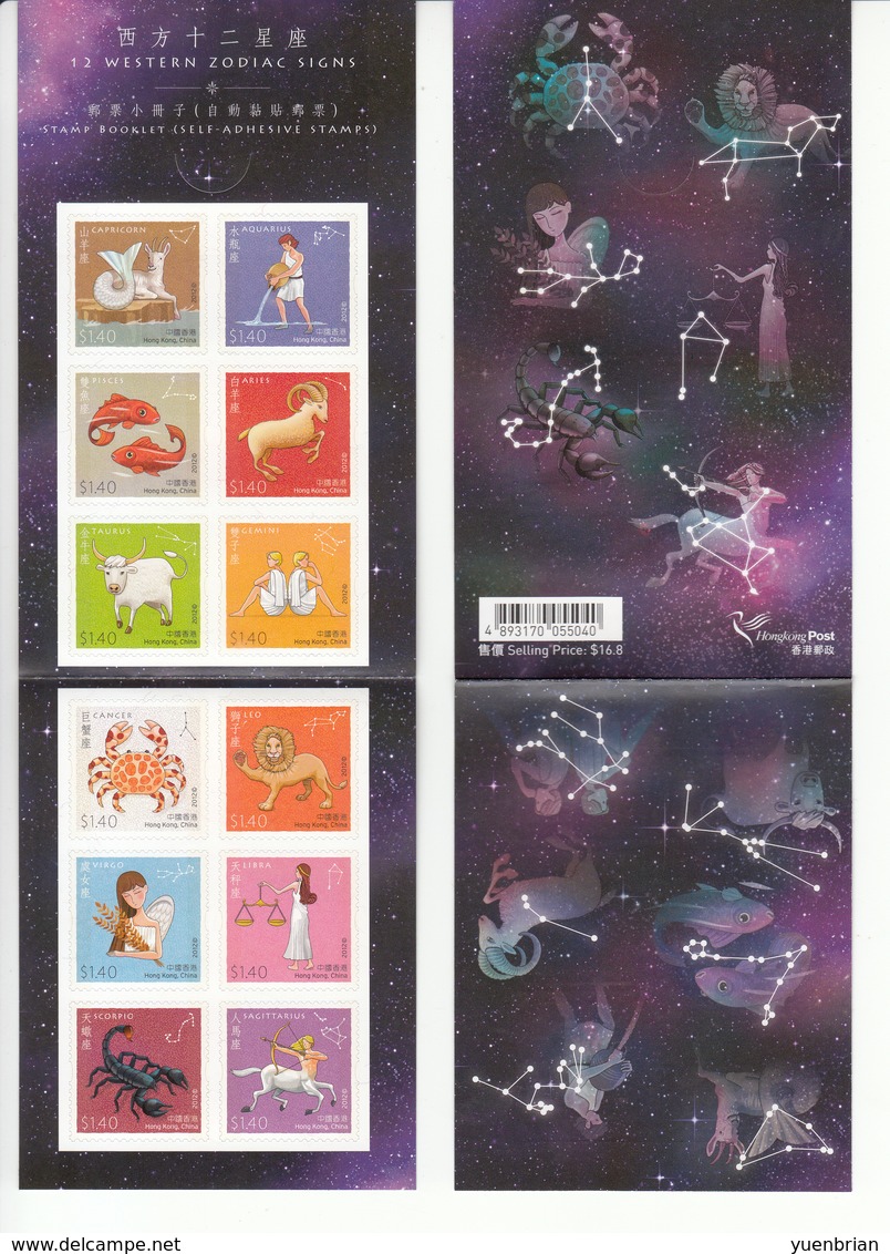 Hong Kong 2012, 12 Western Zodiac Signs, 1x Stamp Booklet MNH**, Self Adhesvie - Astrology