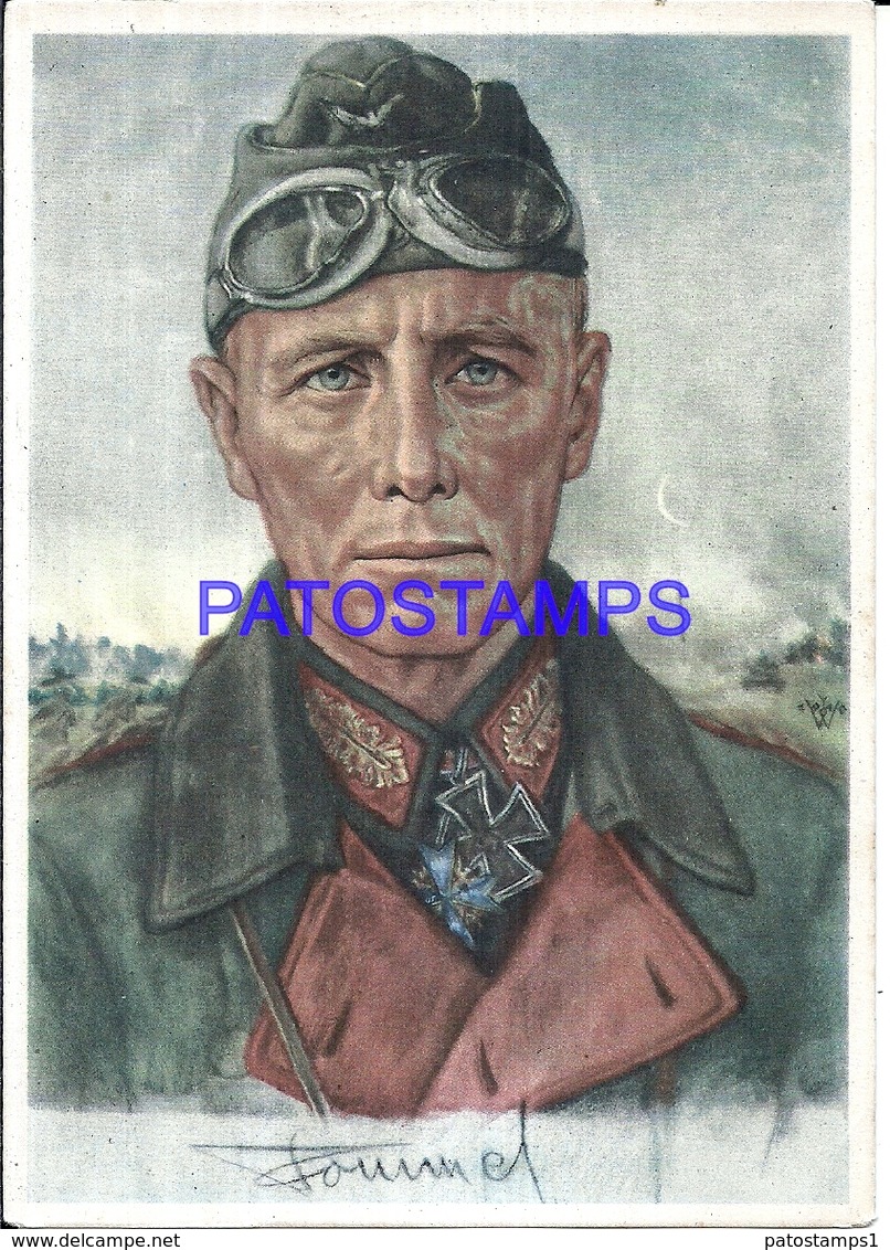 111232 GERMANY ART SIGNED B. BILLRICH MILITARY GENERAL ROMMEL POSTAL POSTCARD - Autres & Non Classés