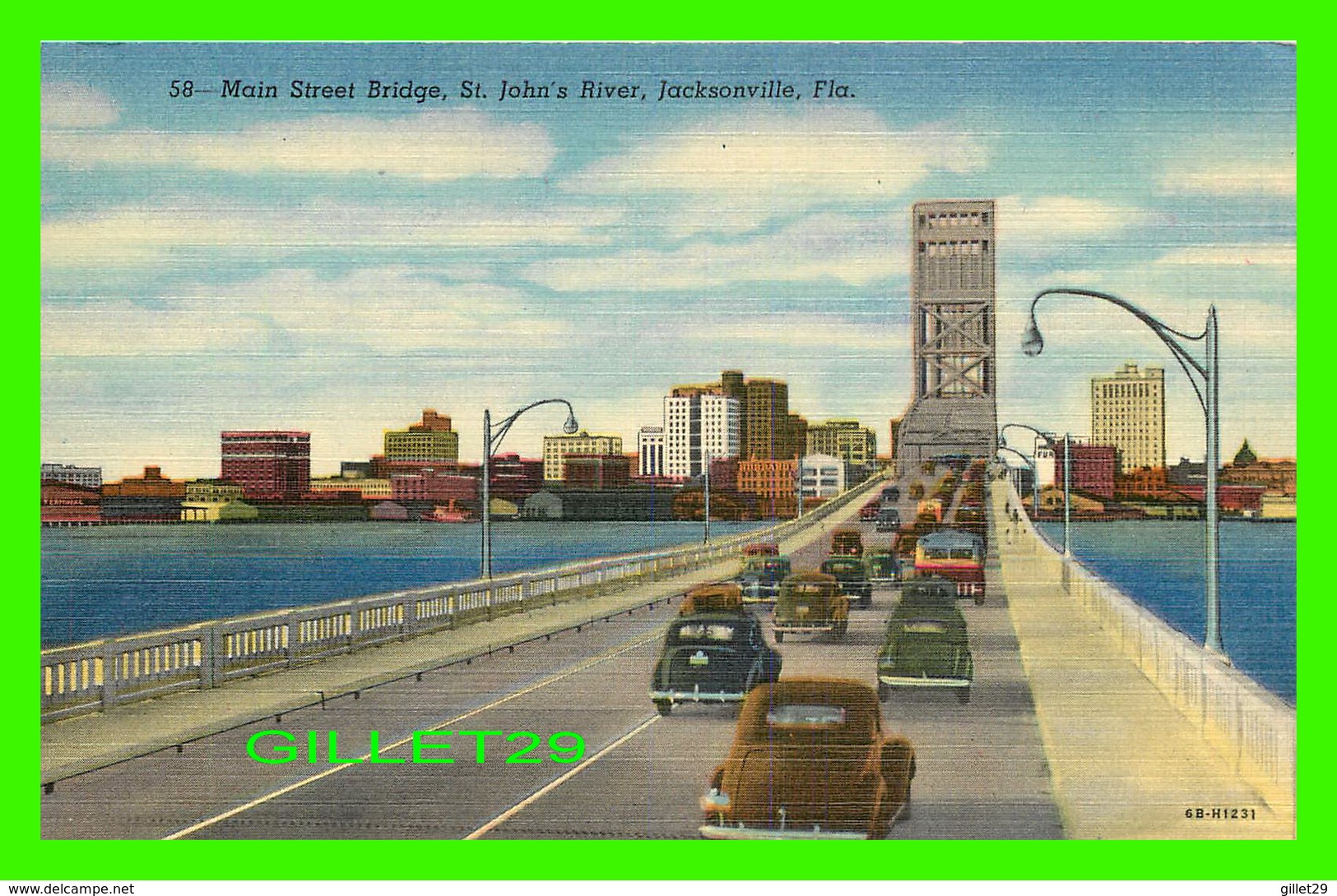 JACKSONVILLE, FL - MAIN STREET BRIDGE, ST JOHN'S RIVER - ANIMATED OLD CARS - DUVAL NEWS CO - - Jacksonville