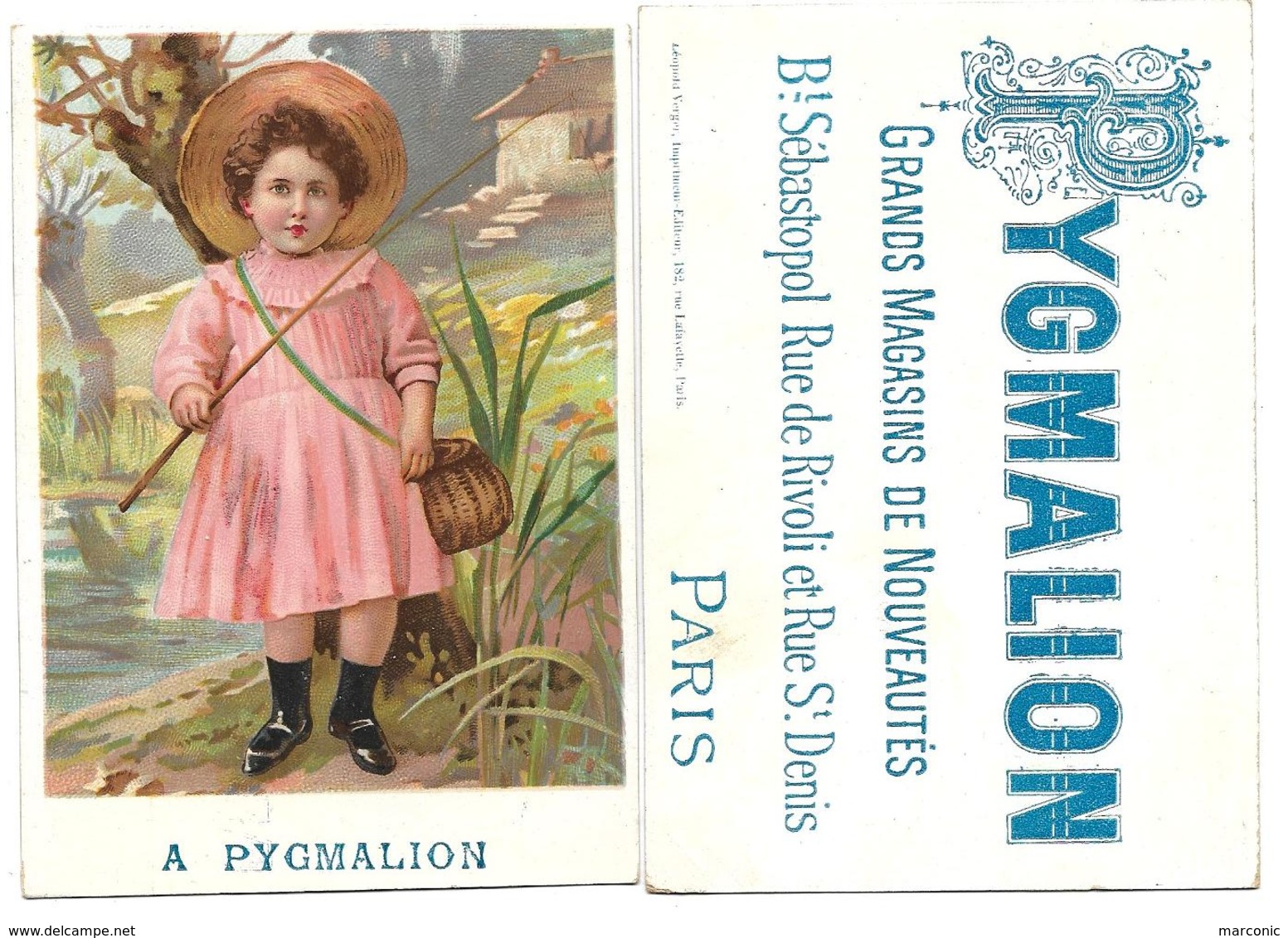 Chromo A PYGMALION, Léopold Verger - Petite Fille Allant à La Pêche, Panier, Canne - Other & Unclassified