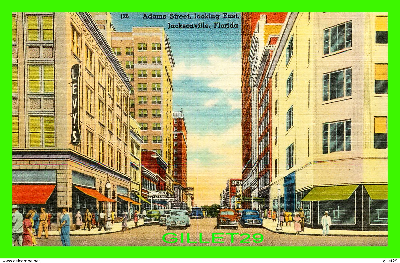 JACKSONVILLE, FL - ADAMS STREET, LOOKING EAST - ANIMATED OLD CARS - LEVY'S STORE - - Jacksonville