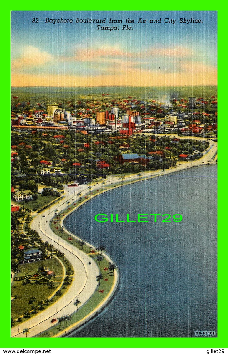 TAMPA, FL - BAYSHORE BOULEVARD FROM THE AIR & CITY SKYLINE - HILLSBORO NEWS CO - - Tampa