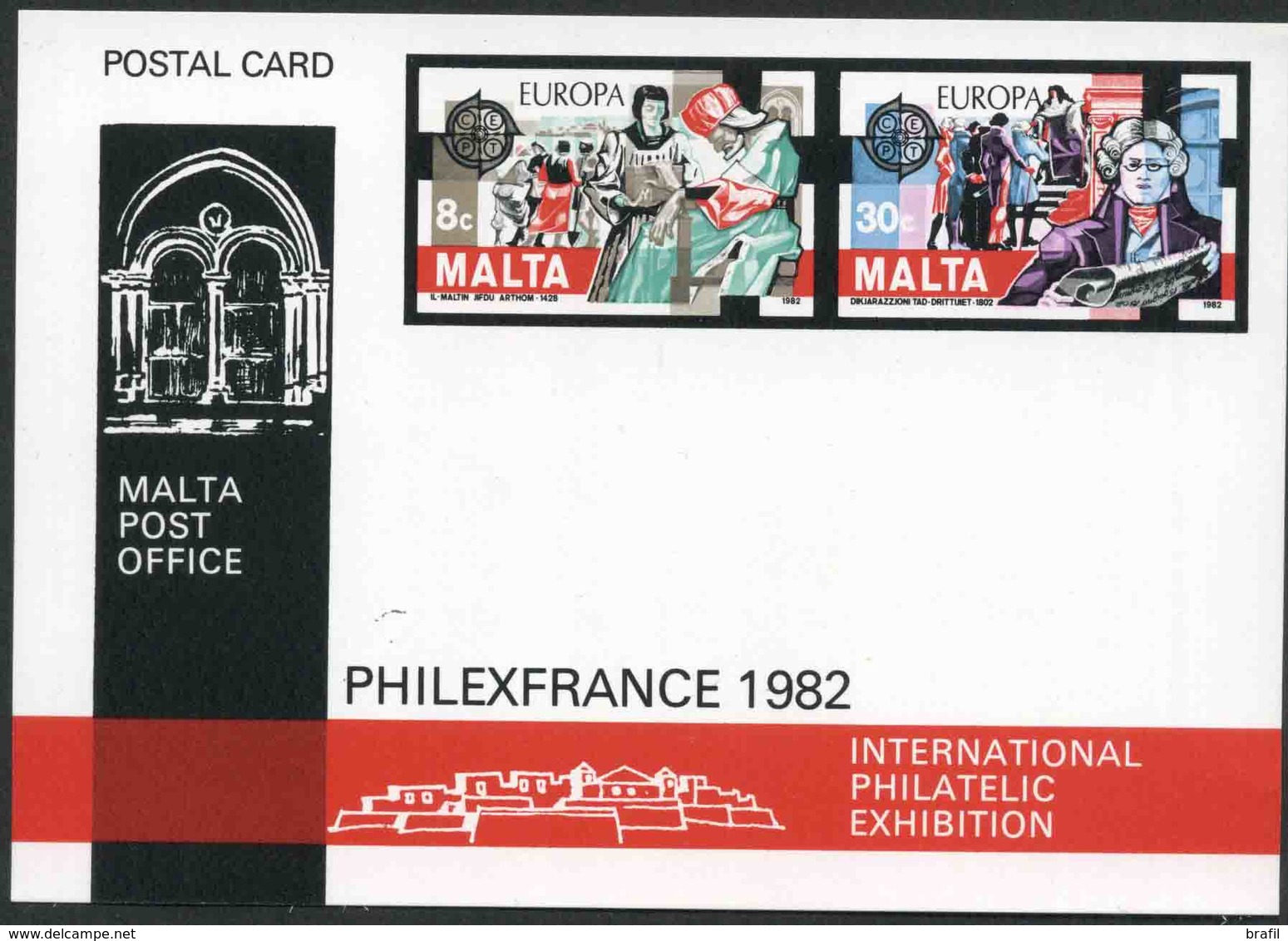 1982 Europa C.E.P.T., Cartolina Postale Malta, Serie Completa Nuova (**) - 1982