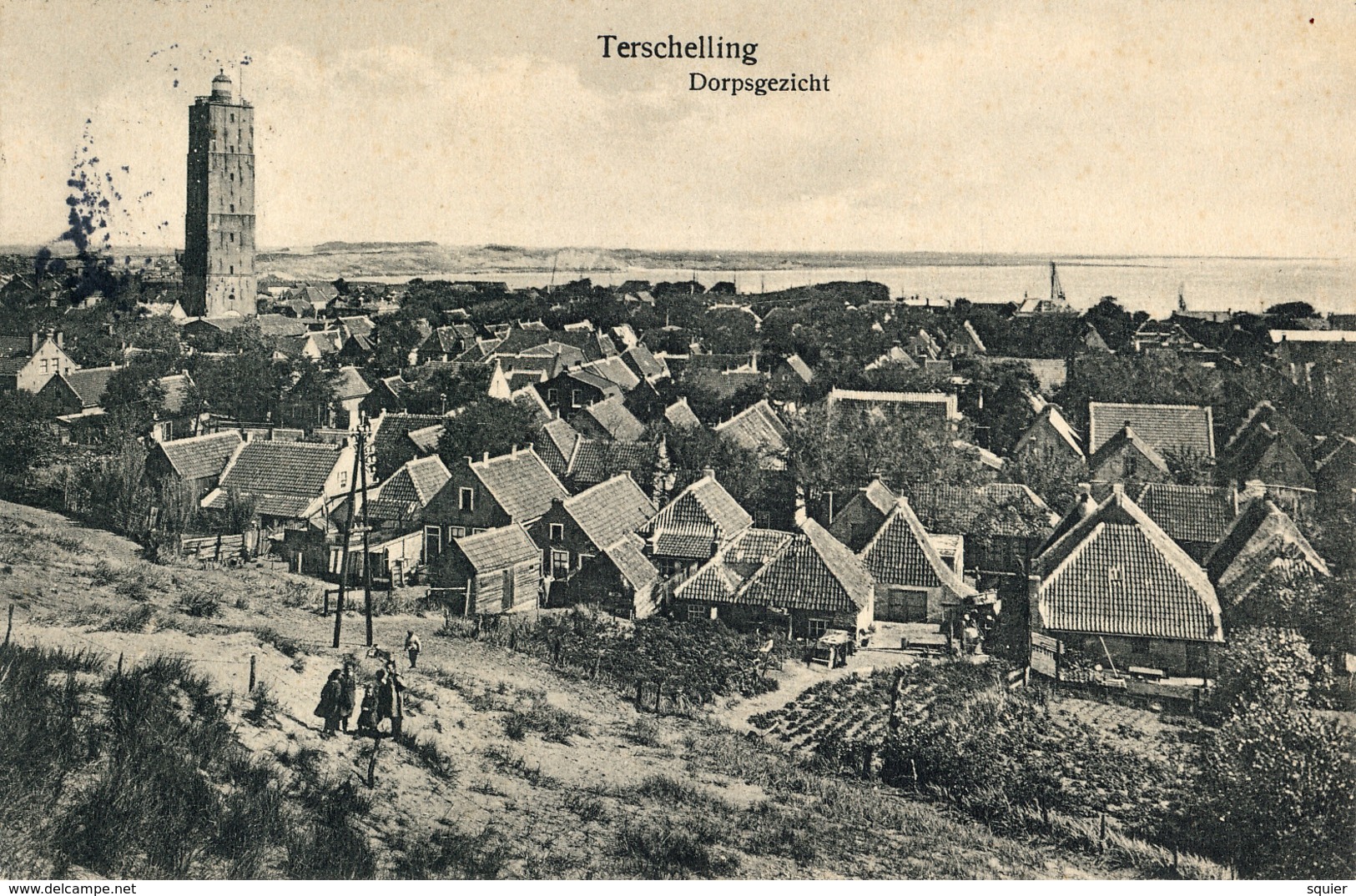 Dorpsgezicht Met Vuurtoren. Rondstempel Terschelling - Terschelling